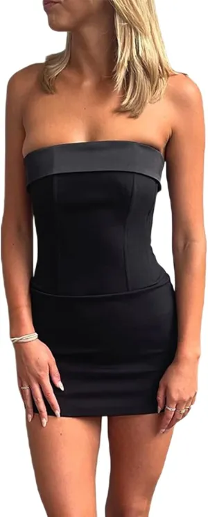 Strapless Off Shoulder Bodycon Mini Dress Sexy Hollow Out Bandeau Tube Dresses Club Party Short Dress Beach Wear