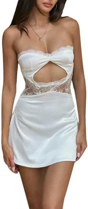 Strapless Off Shoulder Bodycon Mini Dress Sexy Hollow Out Bandeau Tube Dresses Club Party Short Dress Beach Wear
