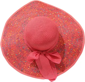 Straw Beach Hat UPF 50 Ladies Straw Hats for Summer Women Floppy Bow Sun Hat with Wide Brim Foldable Roll-Up Cap