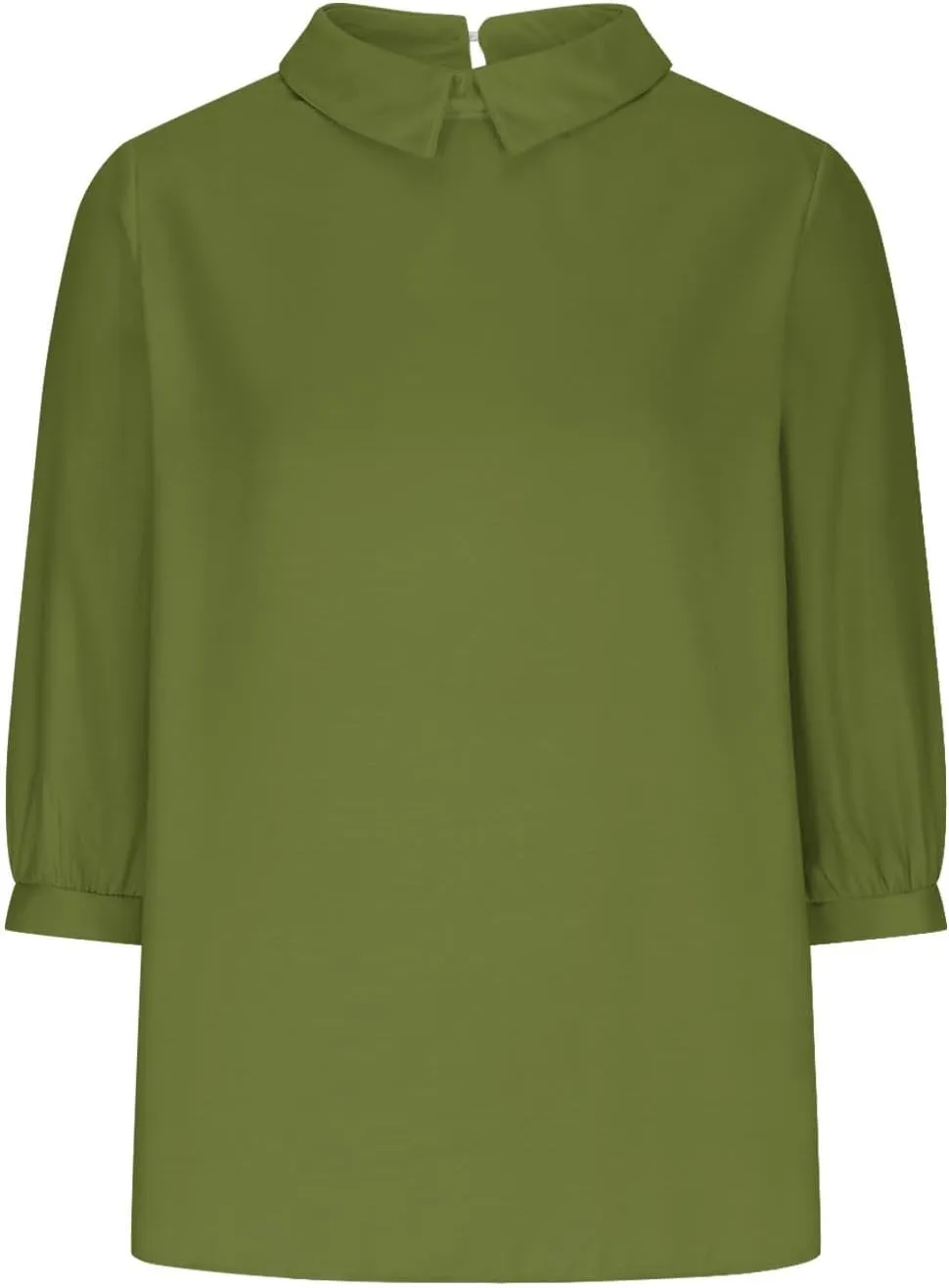 Summer Cotton Linen Gauze Shirts Comfy Shift Breathable Lounge Top Loose Fit 3/4 Sleeve Lapel T Shirt Plain Blouse