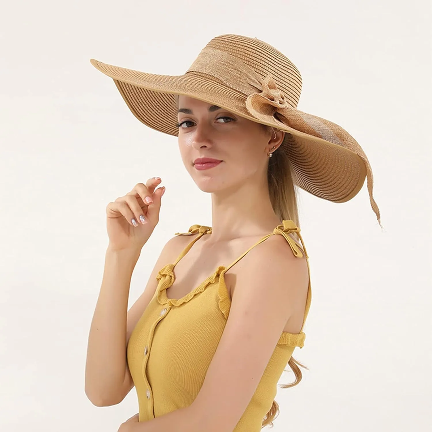 Sun Hat Womens Wide Brim Foldable Straw Hats Beach Sun Hats for Women Floppy Summer Hats UPF 50 