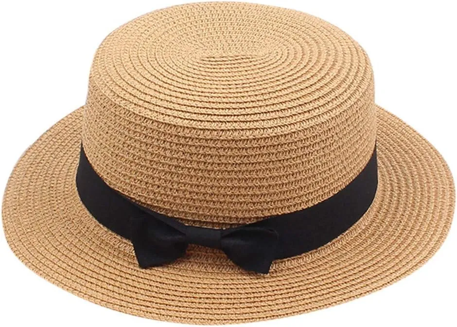 Sun Visors for Women Beach Foldable Wide Brim Retro Fedora Floppy Beach Hat Women's Straw Hat Travel Hats