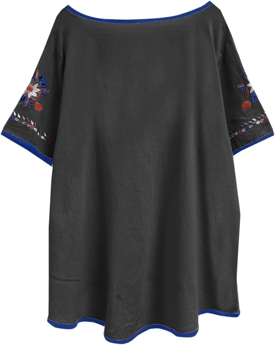 TANGNADE Womens Boho Mexican Embroidered Tops Short Sleeve Peasant Shirts Casual Loose Blouse Summer Bohemian Clothes