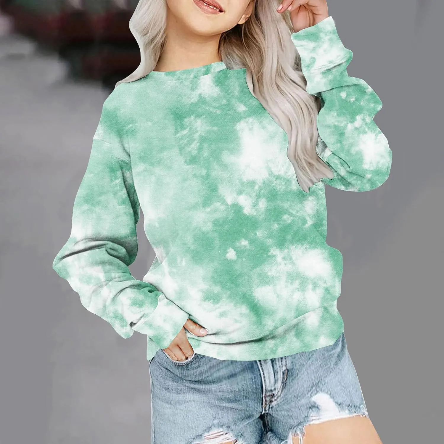 Tie Dye Sweatshirts For Girls Cute Long Sleeve Crewneck Fleece Pullovers Casual Graphic Teens Sweaters 1-12 Years