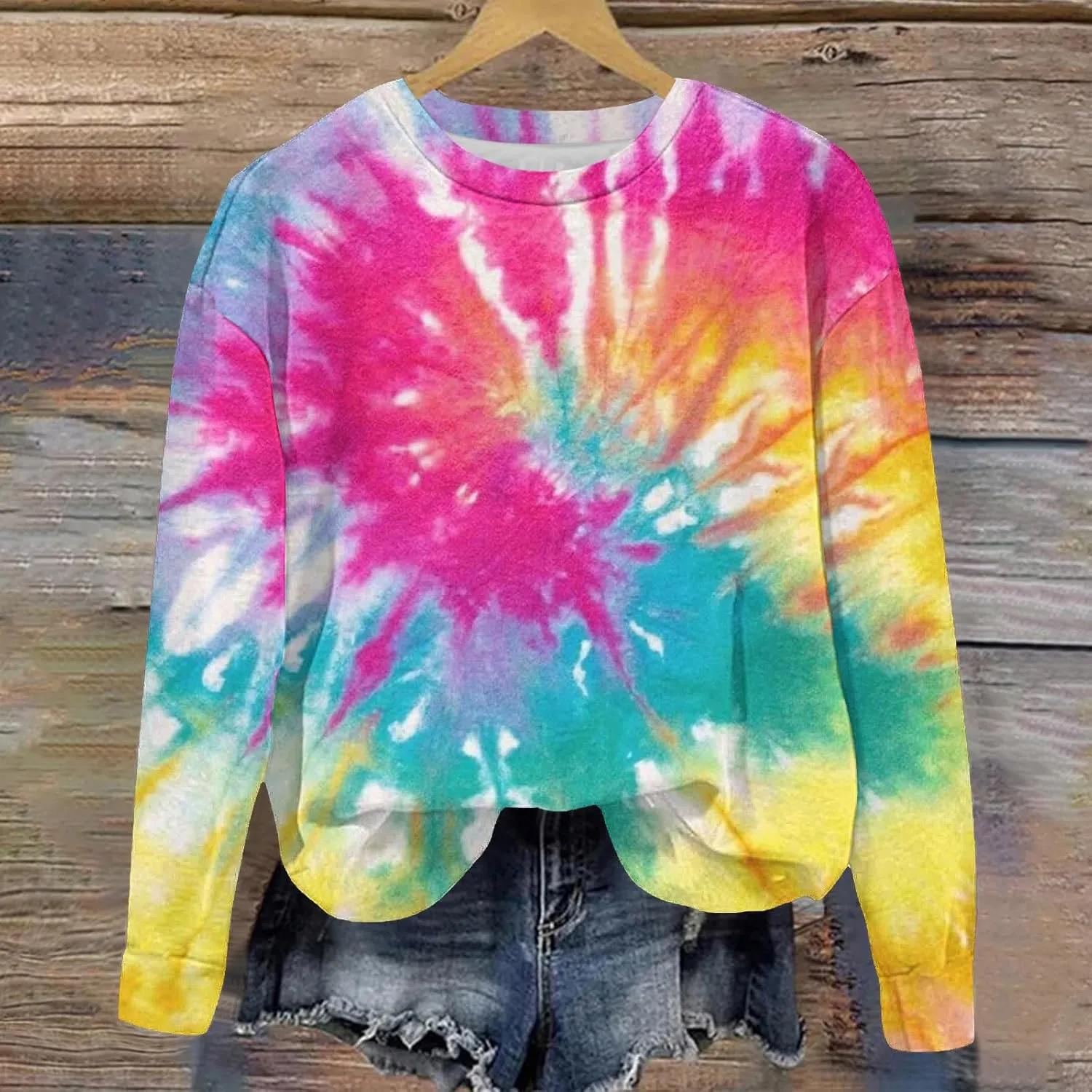 Tie Dye Sweatshirts For Girls Cute Long Sleeve Crewneck Fleece Pullovers Casual Graphic Teens Sweaters 1-12 Years