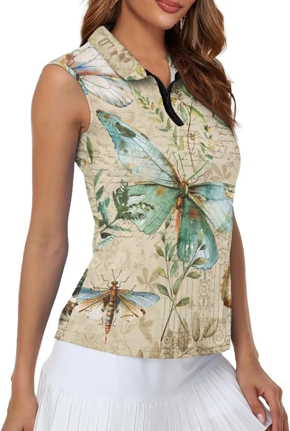 TOADDITDO Women's Golf Top Sleeveless Collared Tennis Tank Tops Shirts Quick Dry Activewear Size XS-2XL