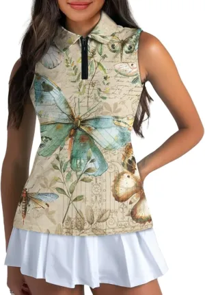 TOADDITDO Women's Golf Top Sleeveless Collared Tennis Tank Tops Shirts Quick Dry Activewear Size XS-2XL