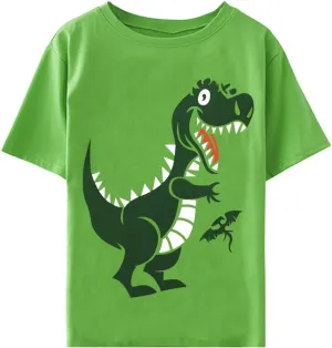 Toddler Baby Boys Tops Cartoon Dinosaur Print Tees Kids Cotton Clothes Summer Short Sleeves T-Shirts