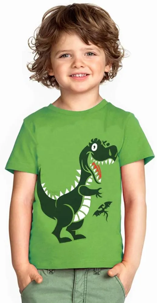 Toddler Baby Boys Tops Cartoon Dinosaur Print Tees Kids Cotton Clothes Summer Short Sleeves T-Shirts