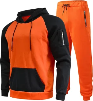 Tracksuit Men 2 Piece Set Big and Tall Long Sleeve Hooded Activewear Suits Gym Workout Training Stretchy Outfits