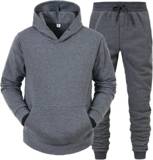 Tracksuit Men 2 Piece Set Big and Tall Long Sleeve Hooded Activewear Workout Training Stretchy Outfits
