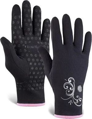 TrailHeads Womens Running Gloves - Touchscreen Gloves - Running Accessories for Women Winter - Hiking, Biking, Sports - Black/Fast Pink (Large)