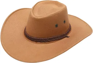 Unisex Cowboy Hat Solid Wide Brim Western Style Blowler Breathtable Belt Drawstring Sun Hats PU Leather Tees Adult
