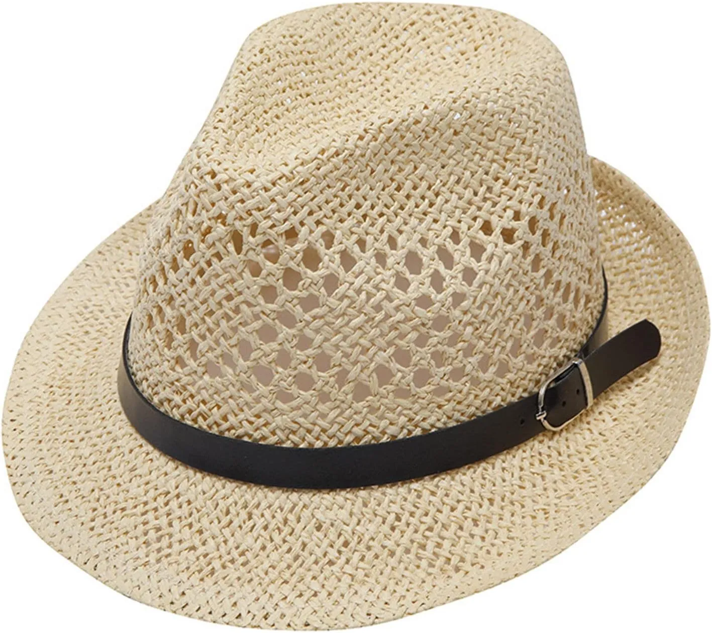 Unisex Straw Hat Cowboy Wide Brim Cut Out Hollow Cattleman Belt Teens Beach Breathtable Floppy Sun Cap Panama Hats