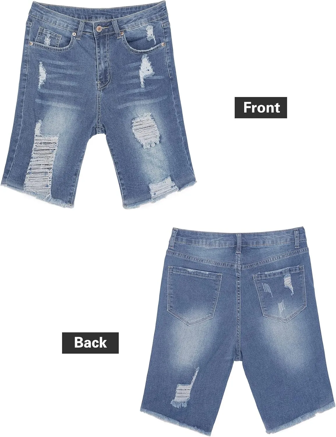 Utyful Women Summer Frayed Ripped Bermuda Shorts Distressed Denim Jeans Short