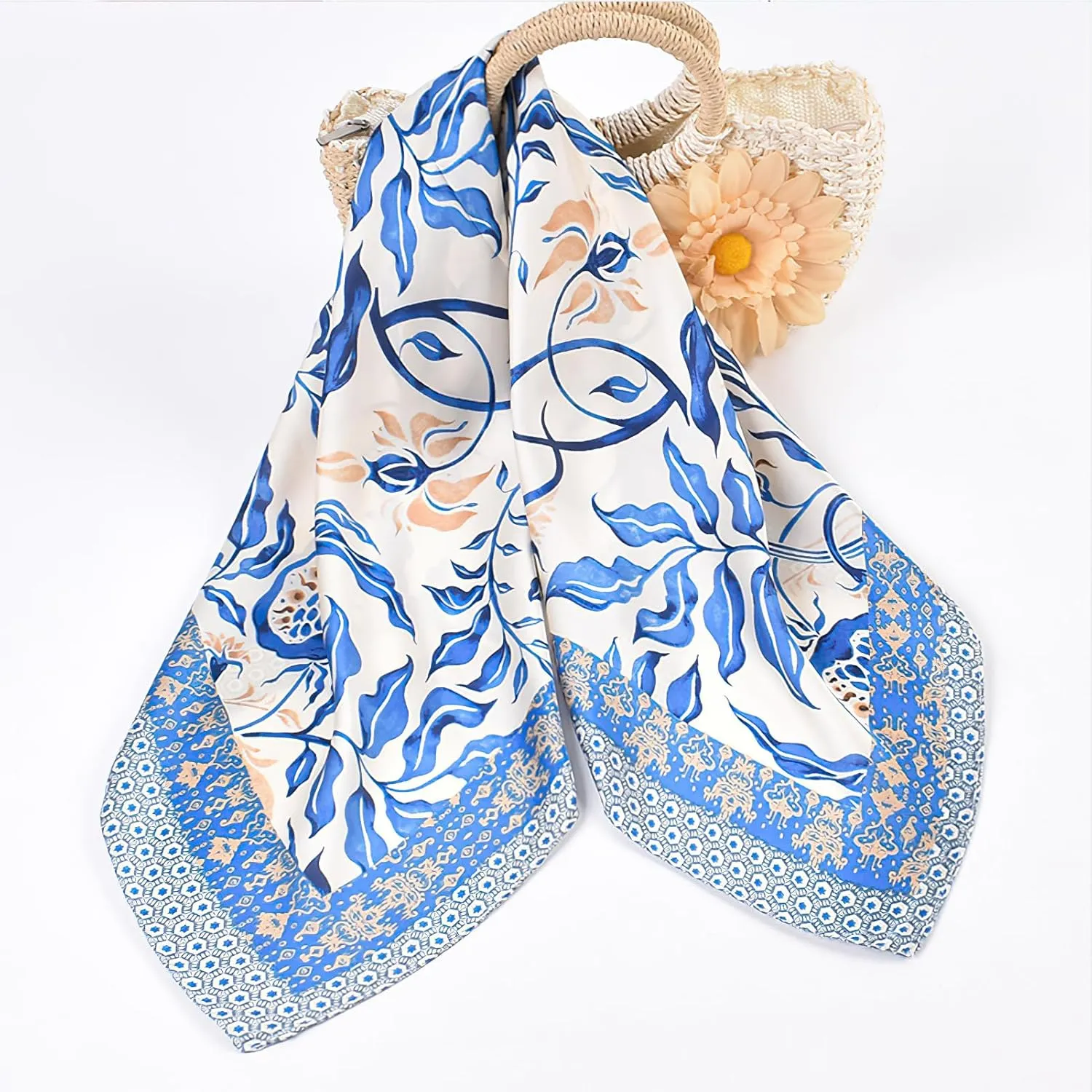 vimate Head Scarf for Women Hair 27'' Square Satin Silk Feeling Bnadana Neck Scarf Handbag Accessories Etc