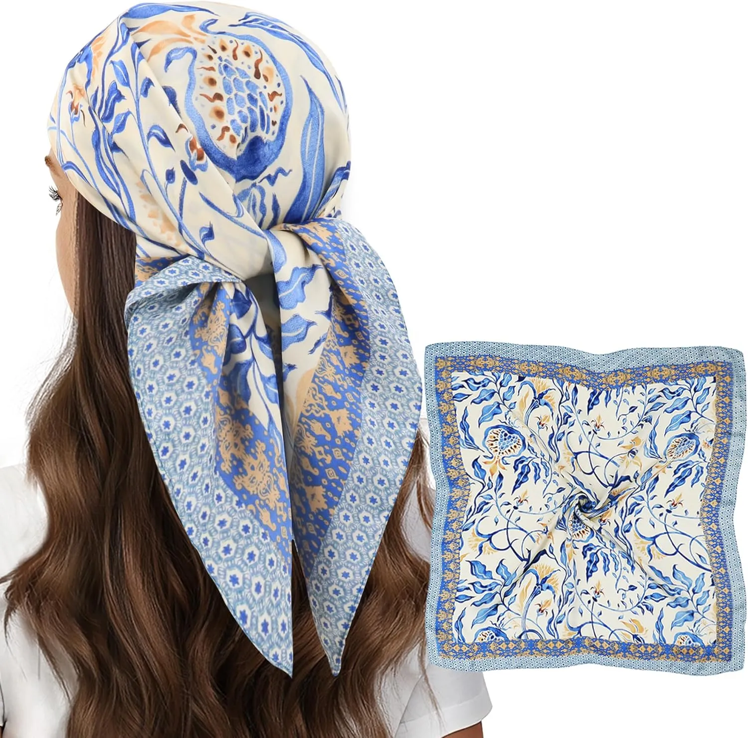 vimate Head Scarf for Women Hair 27'' Square Satin Silk Feeling Bnadana Neck Scarf Handbag Accessories Etc
