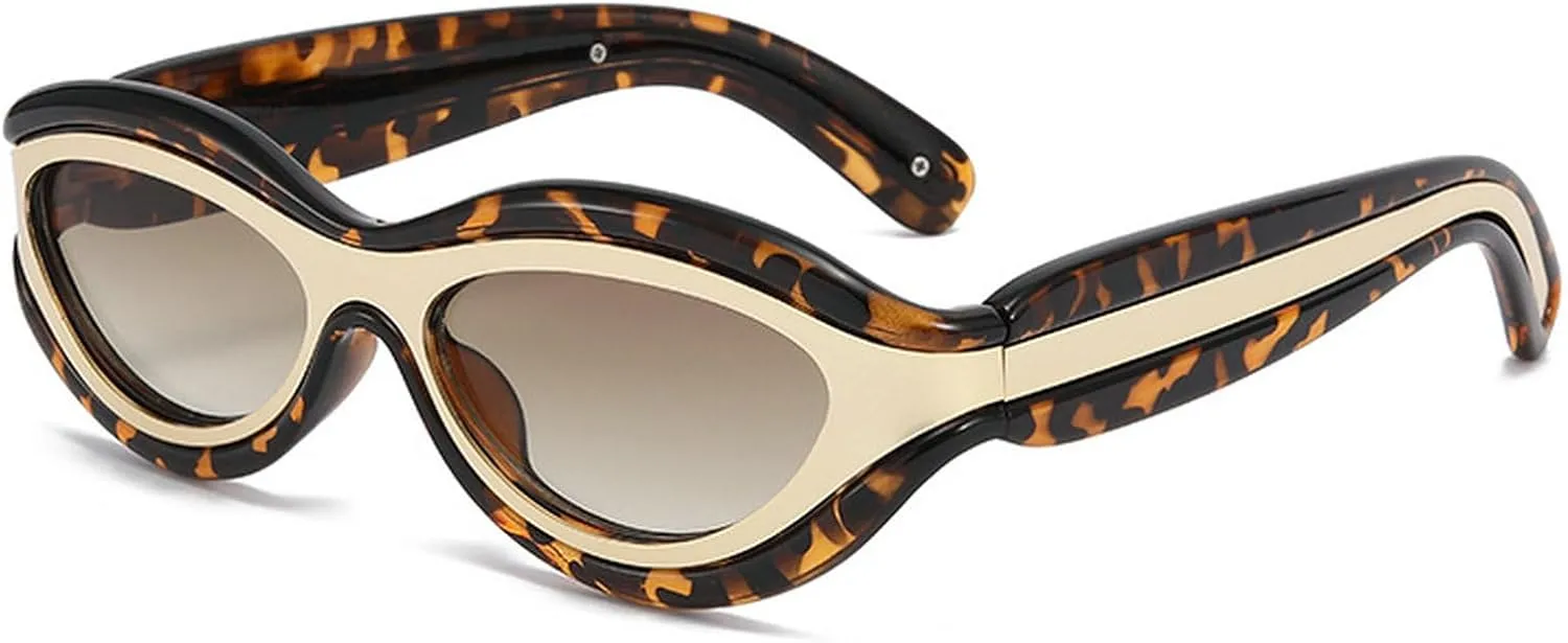 willochra Cat Eye Sunglasses for Women Cute Oval Thick Frame Y2k Accessories Sun Glasses Chic Retro Style Shades