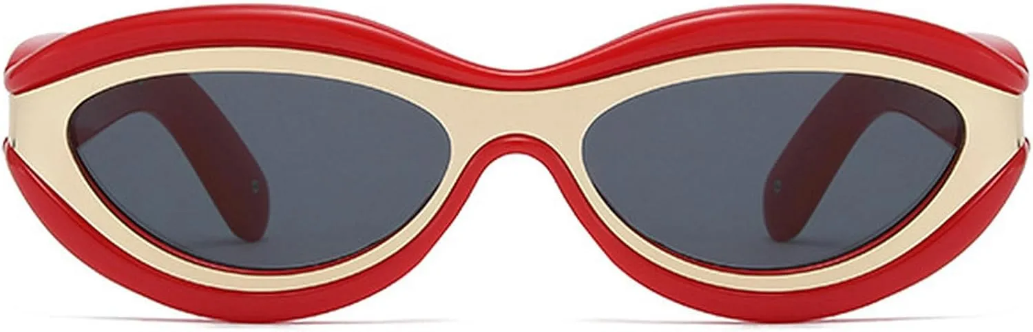 willochra Cat Eye Sunglasses for Women Cute Oval Thick Frame Y2k Accessories Sun Glasses Chic Retro Style Shades