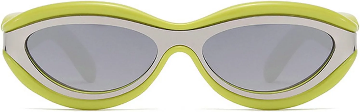 willochra Cat Eye Sunglasses for Women Cute Oval Thick Frame Y2k Accessories Sun Glasses Chic Retro Style Shades