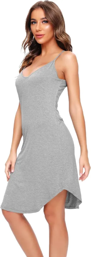 WiWi Slip Dress for Women Plus Size Chemise Nightgown Full Spaghetti Strap Dresses-Viscose made from Bamboo S-4X