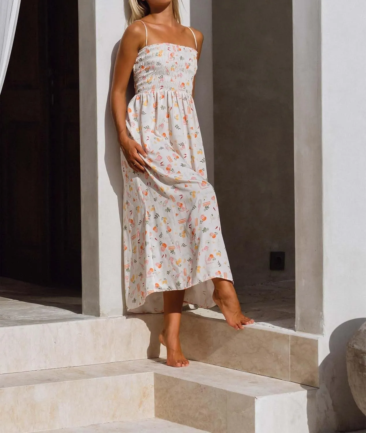 Women Boho Floral Backless Maxi Dress Y2K Spaghetti Strap Sleeveless Bodycon Long Dress Sexy Going Out Sundress