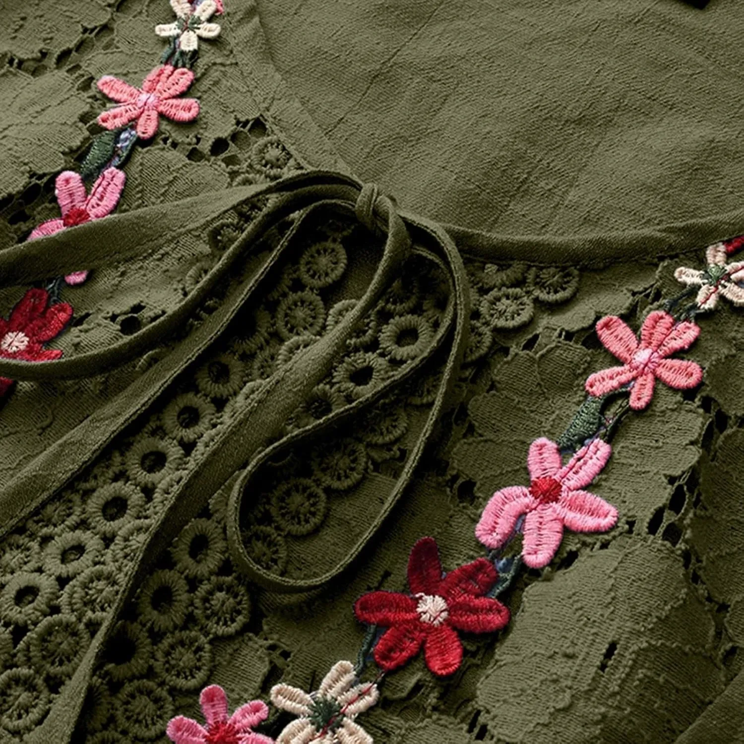 Women Cotton Linen Embroidered Tops Loose Fit Tunic 3/4 Sleeve Summer Blouse Shirts Boho Casual Trendy Clothes