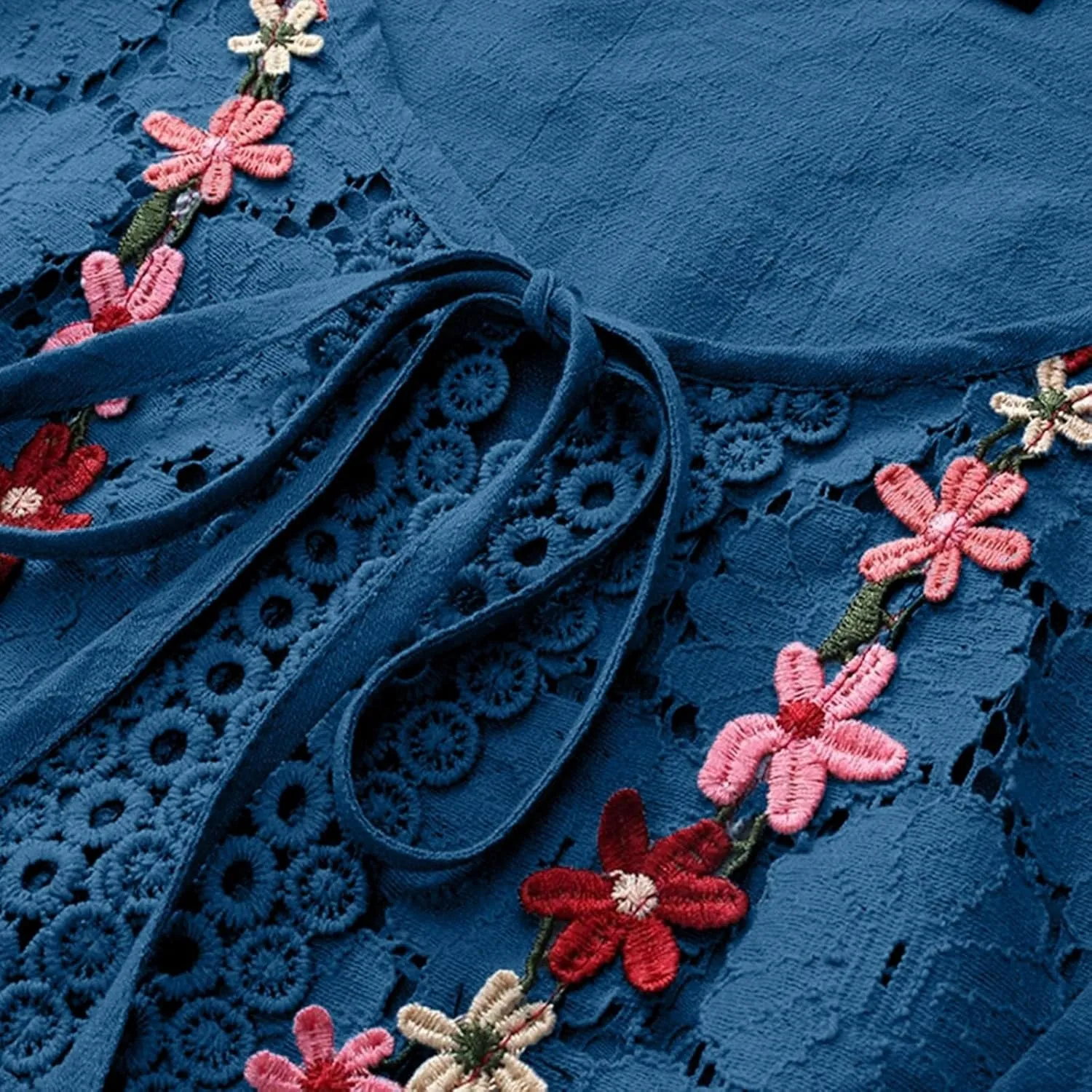 Women Cotton Linen Embroidered Tops Loose Fit Tunic 3/4 Sleeve Summer Blouse Shirts Boho Casual Trendy Clothes