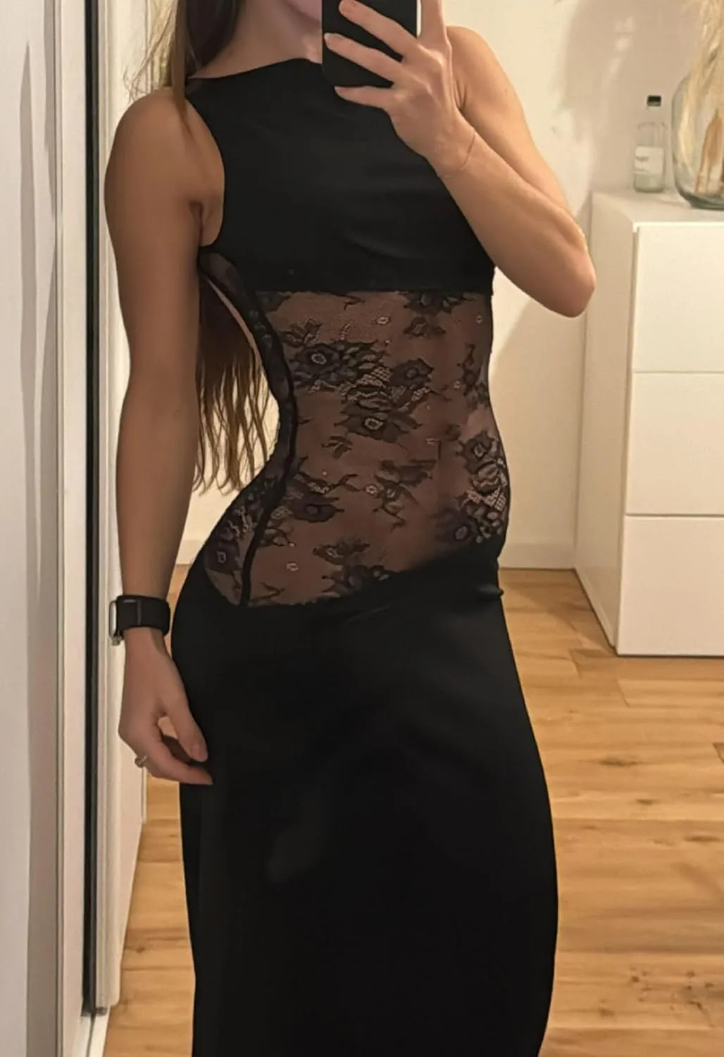 Women Elegant Lace Patchwork Slip Maxi Dress Strappy Cut Out Slim Fit Long Dress Sleeveless Bodycon Cocktail Sundress