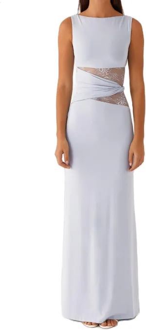 Women Elegant Lace Patchwork Slip Maxi Dress Strappy Cut Out Slim Fit Long Dress Sleeveless Bodycon Cocktail Sundress