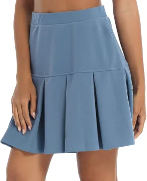 Women Girl Stretch Elastic High Waist Mini Skirt Casual Pleated Skirts Activewear Skirts