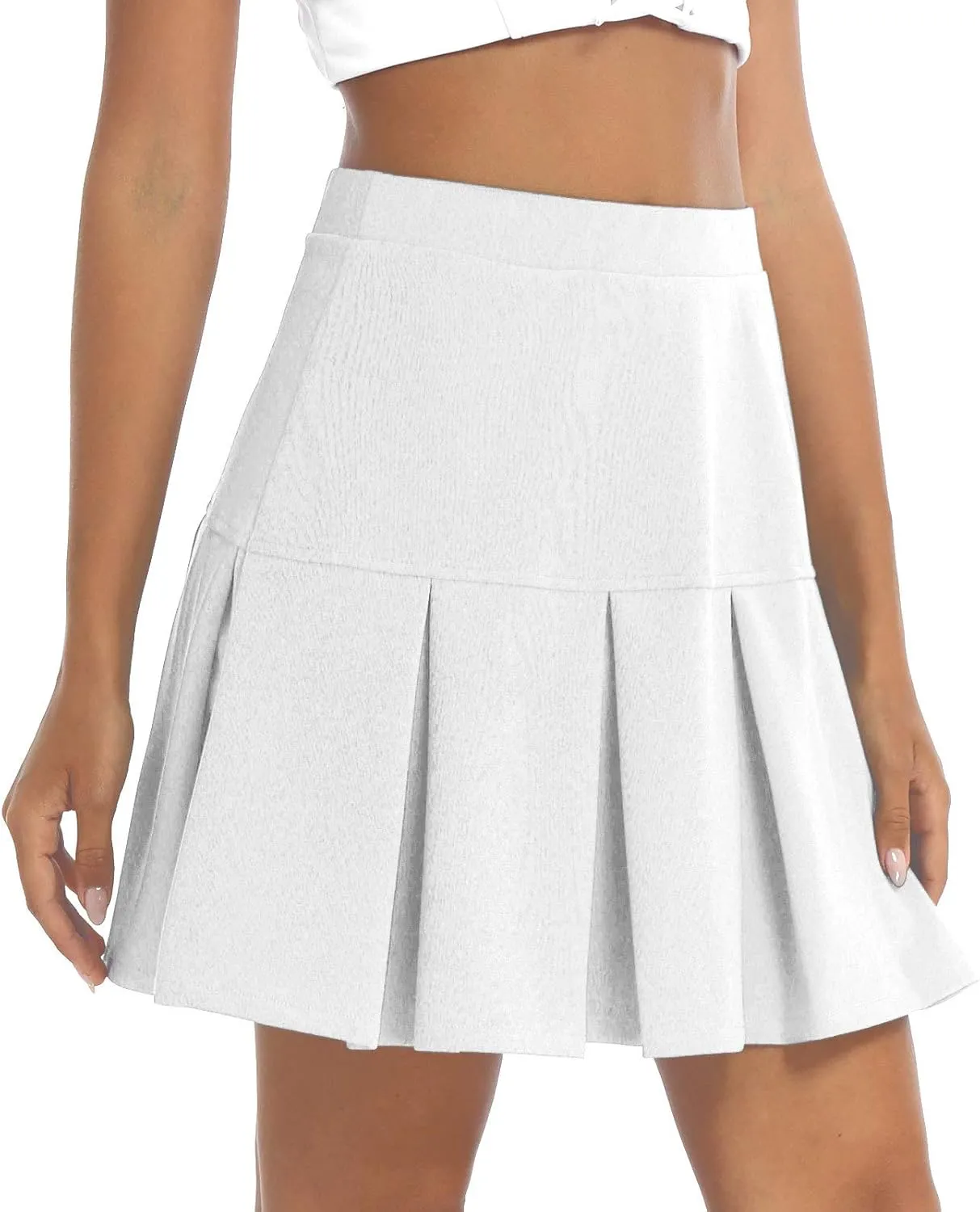Women Girl Stretch Elastic High Waist Mini Skirt Casual Pleated Skirts Activewear Skirts