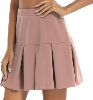 Women Girl Stretch Elastic High Waist Mini Skirt Casual Pleated Skirts Activewear Skirts