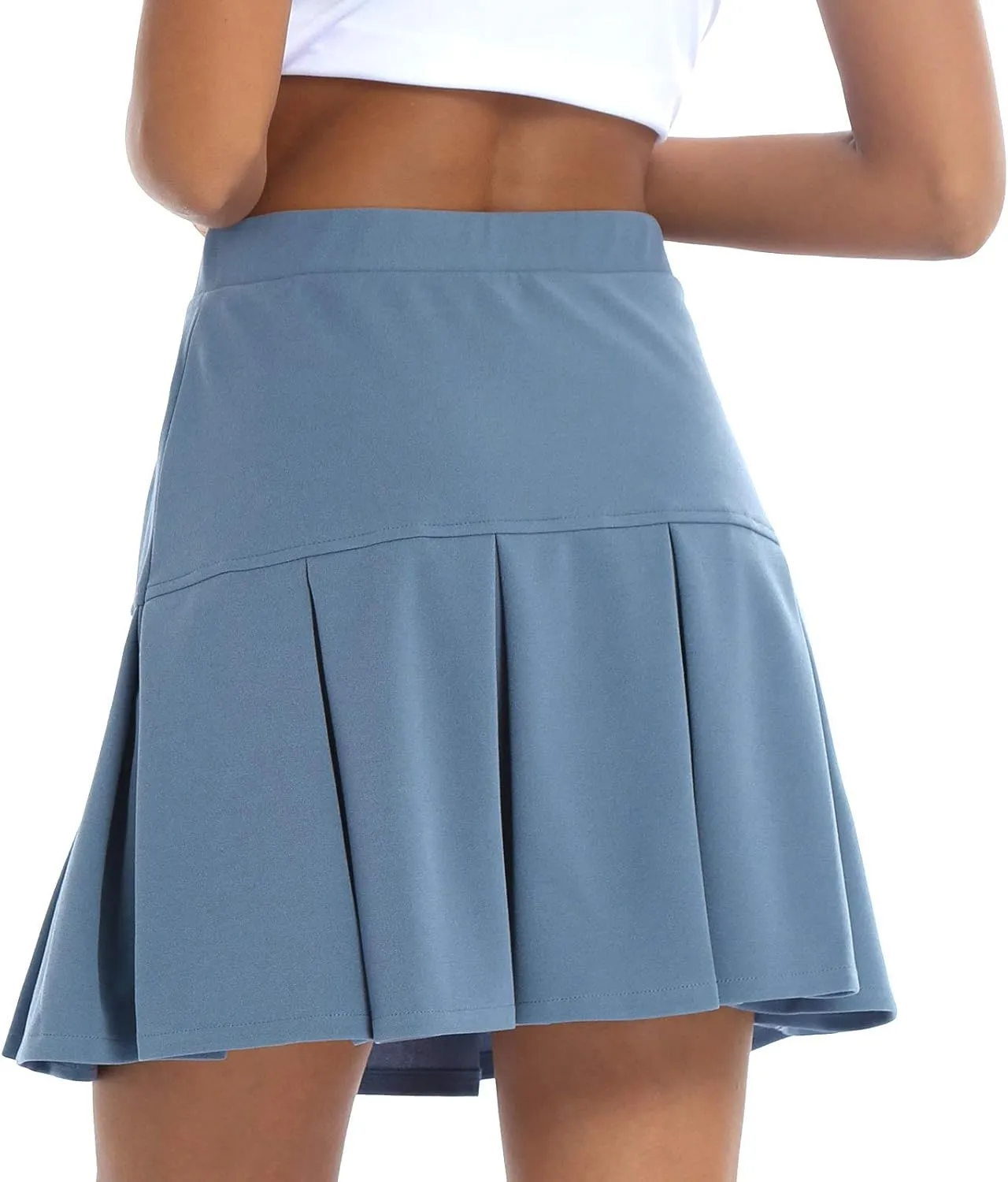 Women Girl Stretch Elastic High Waist Mini Skirt Casual Pleated Skirts Activewear Skirts