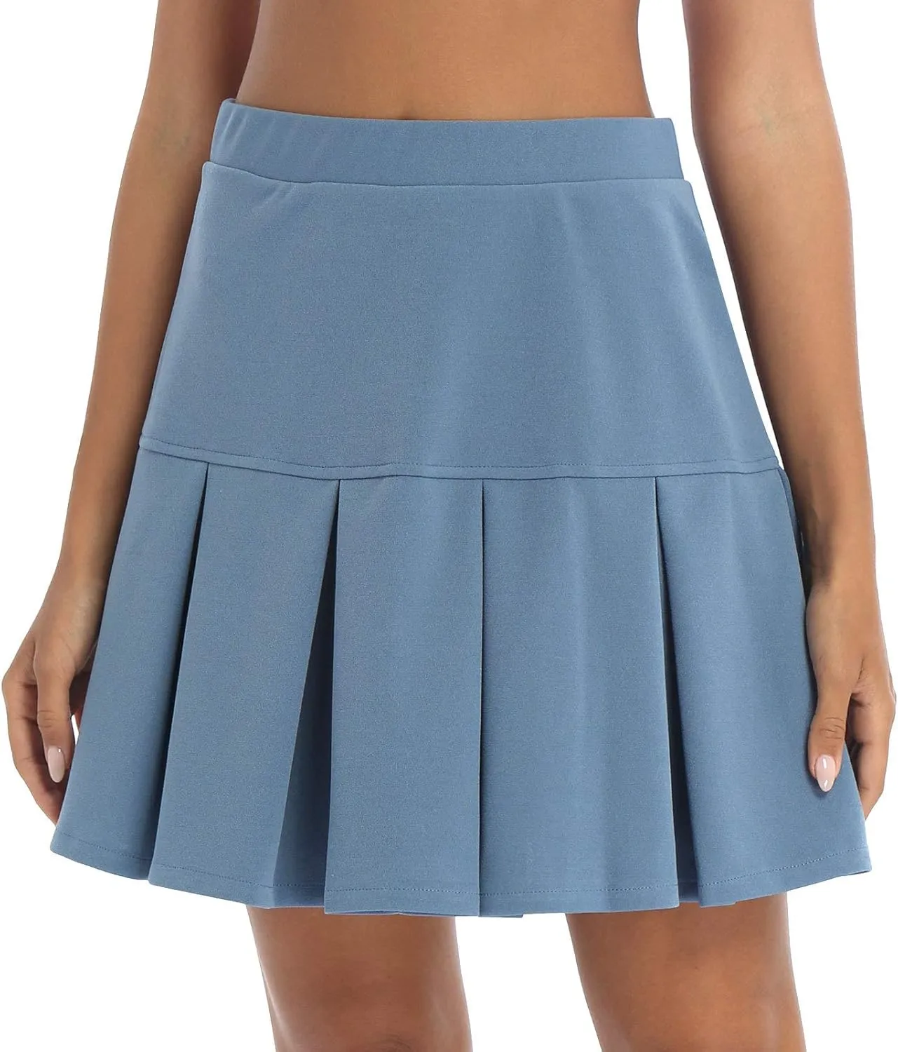 Women Girl Stretch Elastic High Waist Mini Skirt Casual Pleated Skirts Activewear Skirts