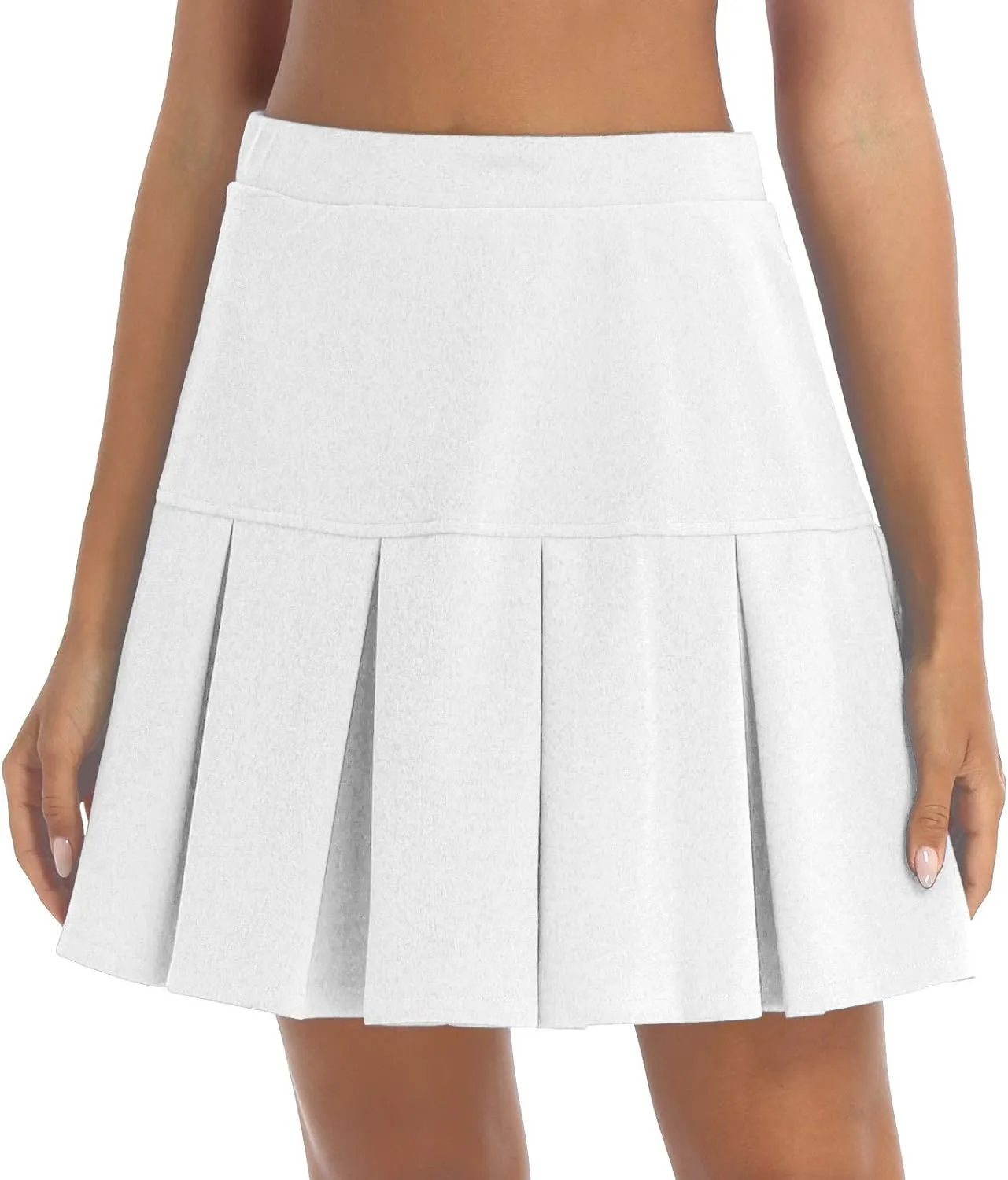 Women Girl Stretch Elastic High Waist Mini Skirt Casual Pleated Skirts Activewear Skirts