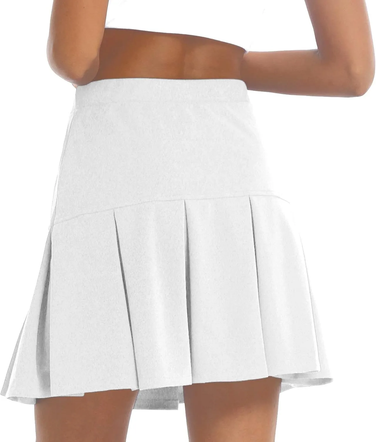 Women Girl Stretch Elastic High Waist Mini Skirt Casual Pleated Skirts Activewear Skirts