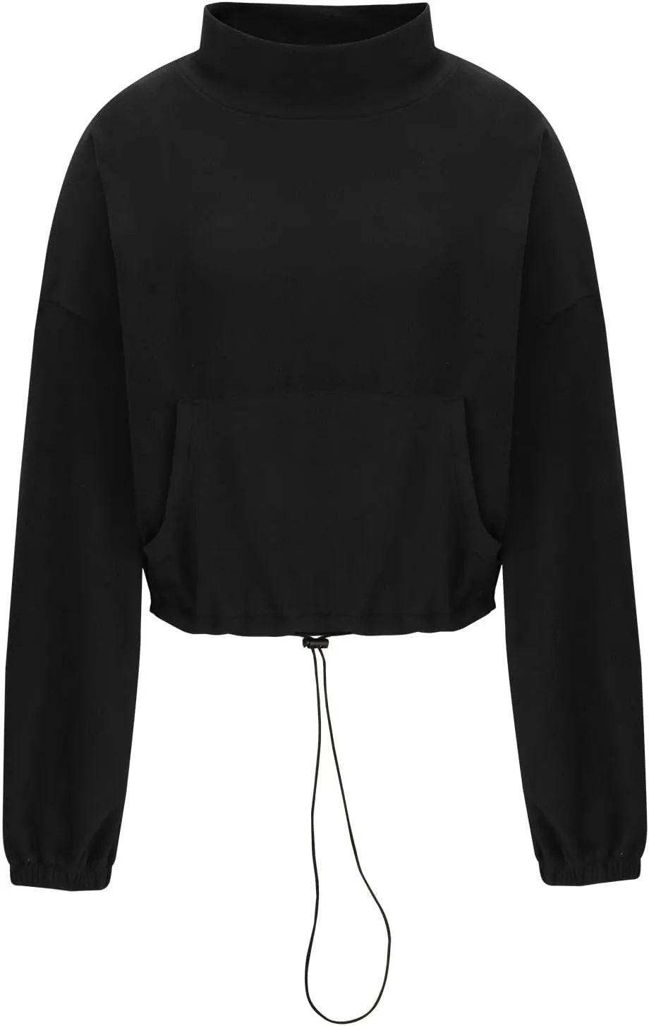 Women Long Sleeve Cropped Sweatshirt Trending Now 2023 Fall Winter Casual Stand Collar Fleece Pullovers with Pockets