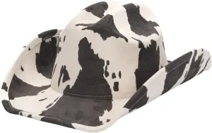 Women Men Suede Cowgirl Hat Cow Print Wide Brim Western Hats for Wedding Rave Party Travel Accessories