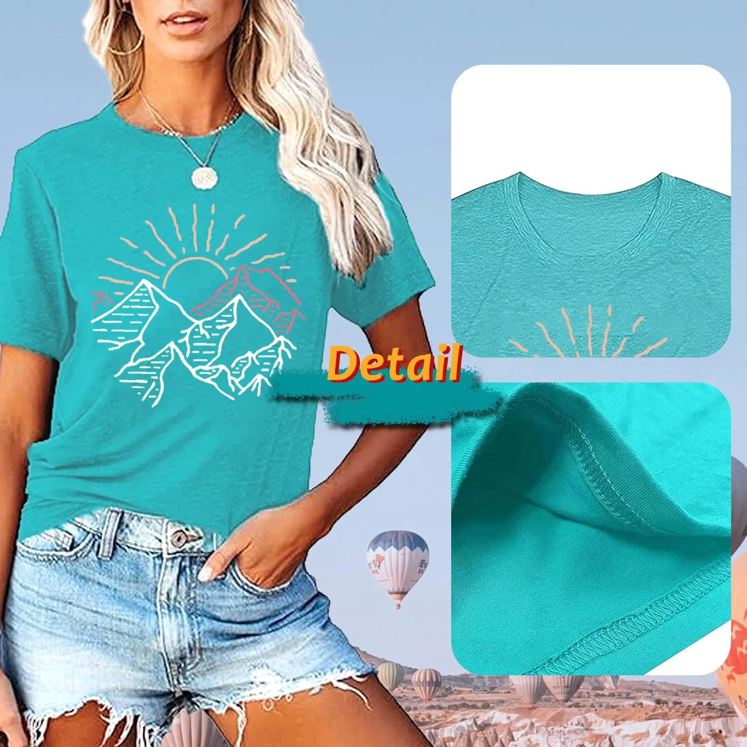 Women Mountain Shirts and So The Adventure Begins Tshirt Sunshine Moon Nature Pine Graphic Tees Heart Let's Go Find It Top