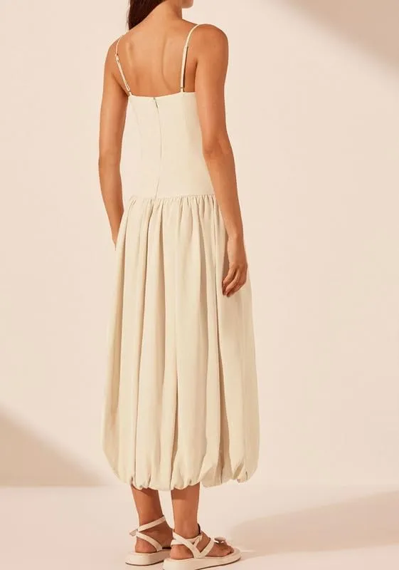 Women Sleeveless Bubble Maxi Dresses Low Waist Spaghetti Strap A Line Long Dress Patchwork Ruffle Pleated Midi Sundress