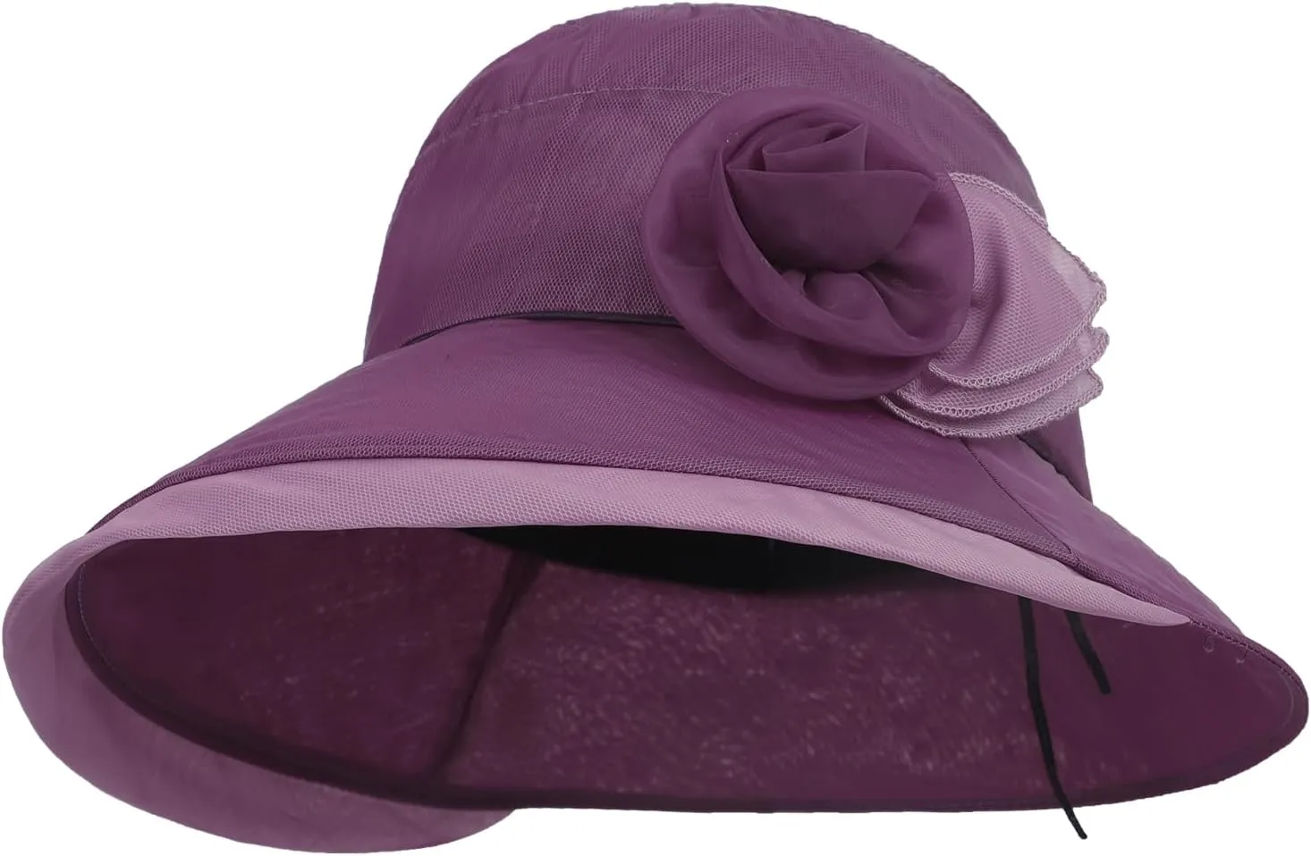 Women Sun Hat Breathable Organza Mesh Sun Protection Curled-Edge Short Brim Derby Hat Beach Travel Costume Accessories