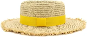 Women Sun Hat Women's Raffia Grass Woven Fisherman Sun Hat Brim Summer Hat Beach Accessories Raffia Hat (1)