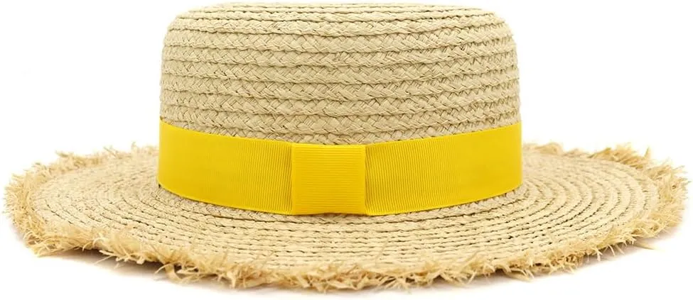 Women Sun Hat Women's Raffia Grass Woven Fisherman Sun Hat Brim Summer Hat Beach Accessories Raffia Hat (1)