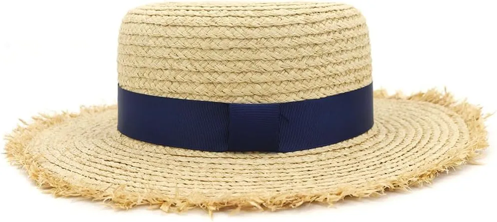 Women Sun Hat Women's Raffia Grass Woven Fisherman Sun Hat Brim Summer Hat Beach Accessories Raffia Hat (9)