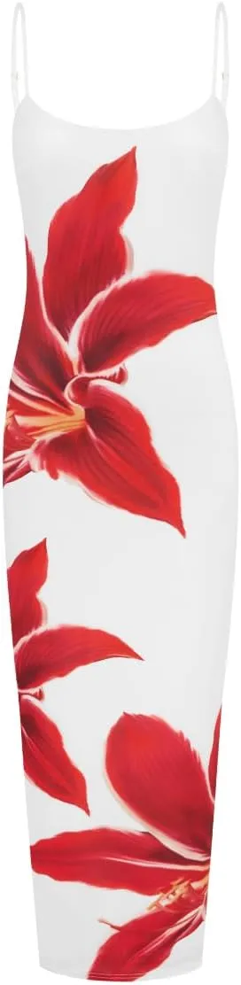 Women Y2k Floral Bodycon Maxi Dress Spaghetti Strap Low Cut Slip Long Dress Summer Going Out Beach Sundress