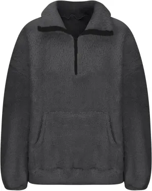 Womens Casual Zip Up Sweatshirt Long Sleeve 2024 Fall Polar Fleece Pullovers Loose Fit Solid Hoodies With Pockets