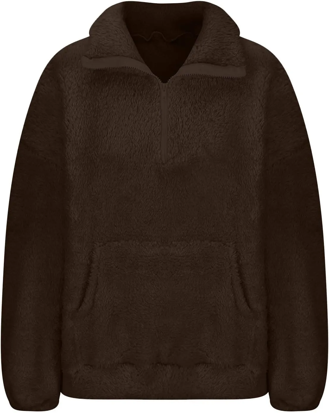 Womens Casual Zip Up Sweatshirt Long Sleeve 2024 Fall Polar Fleece Pullovers Loose Fit Solid Hoodies With Pockets
