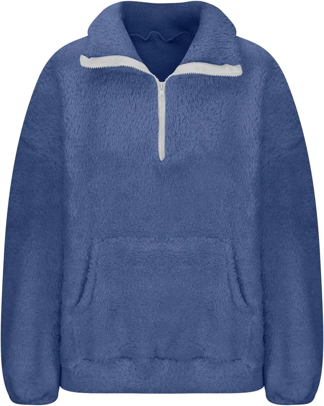 Womens Casual Zip Up Sweatshirt Long Sleeve 2024 Fall Polar Fleece Pullovers Loose Fit Solid Hoodies With Pockets
