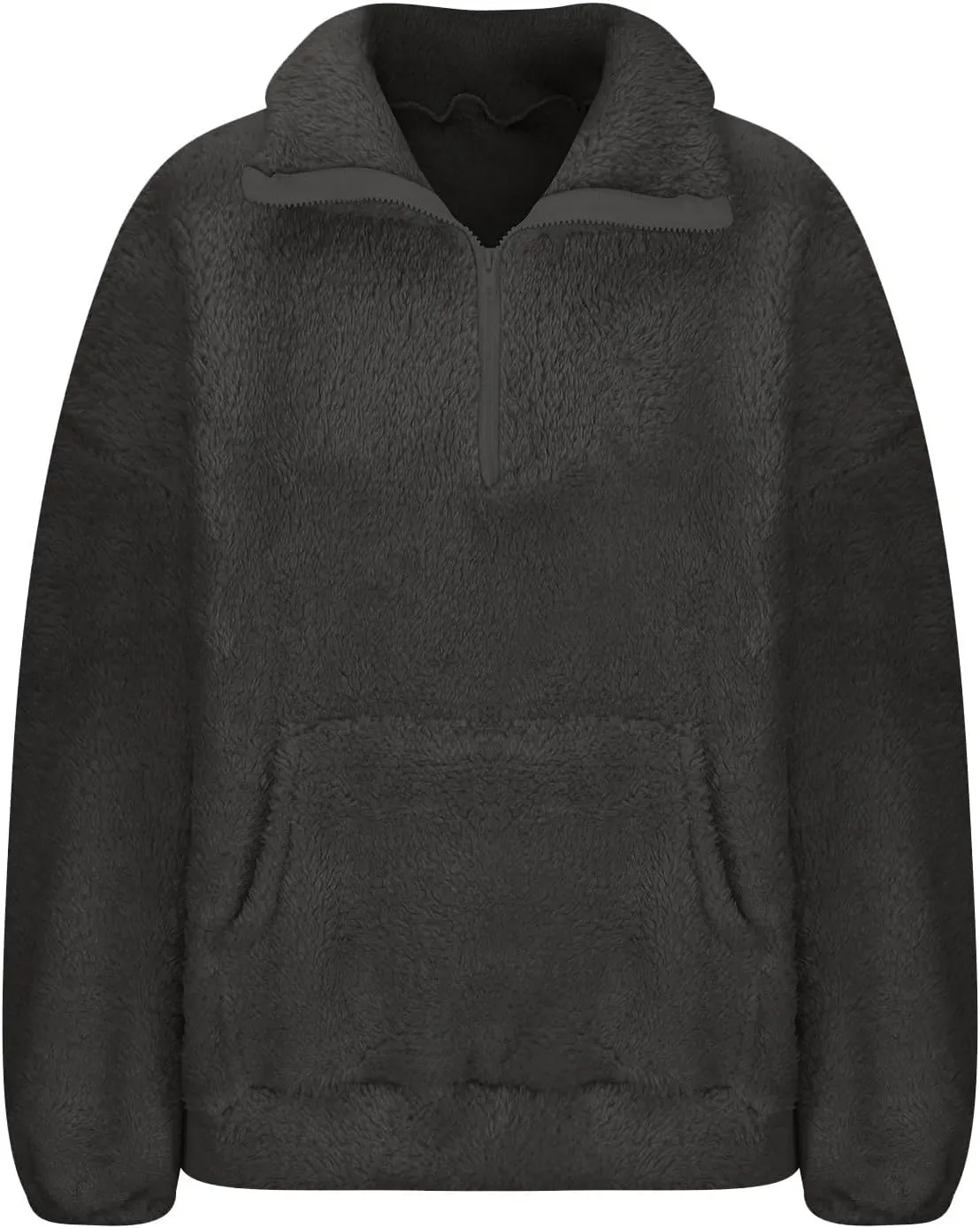 Womens Casual Zip Up Sweatshirt Long Sleeve 2024 Fall Polar Fleece Pullovers Loose Fit Solid Hoodies With Pockets
